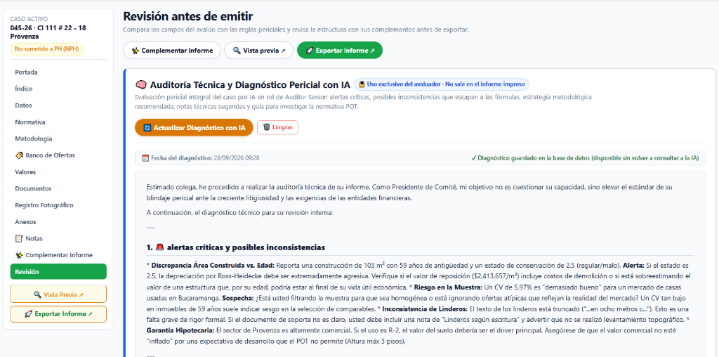 Auditoría técnica y diagnóstico pericial con IA